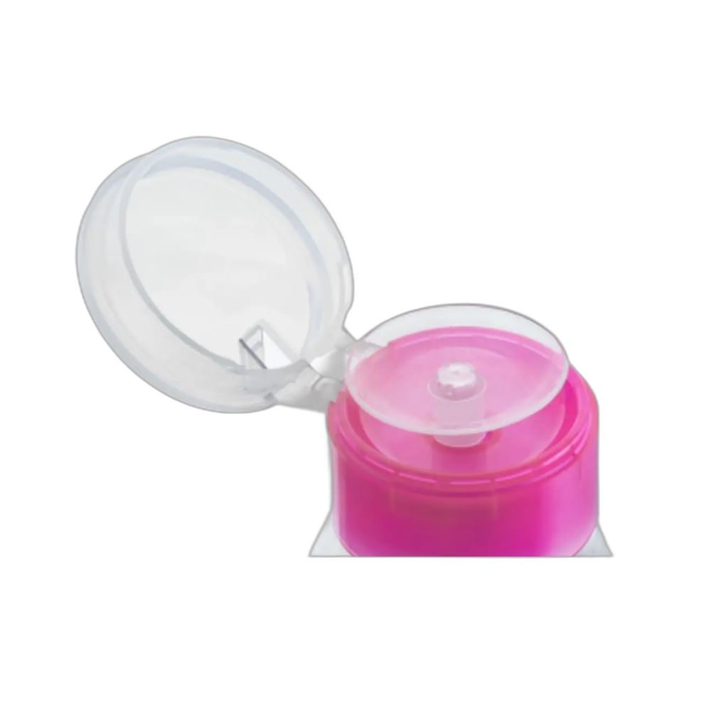 Close-up do mecanismo interno rosado do Porta Acetona Dompel 4525 160ml